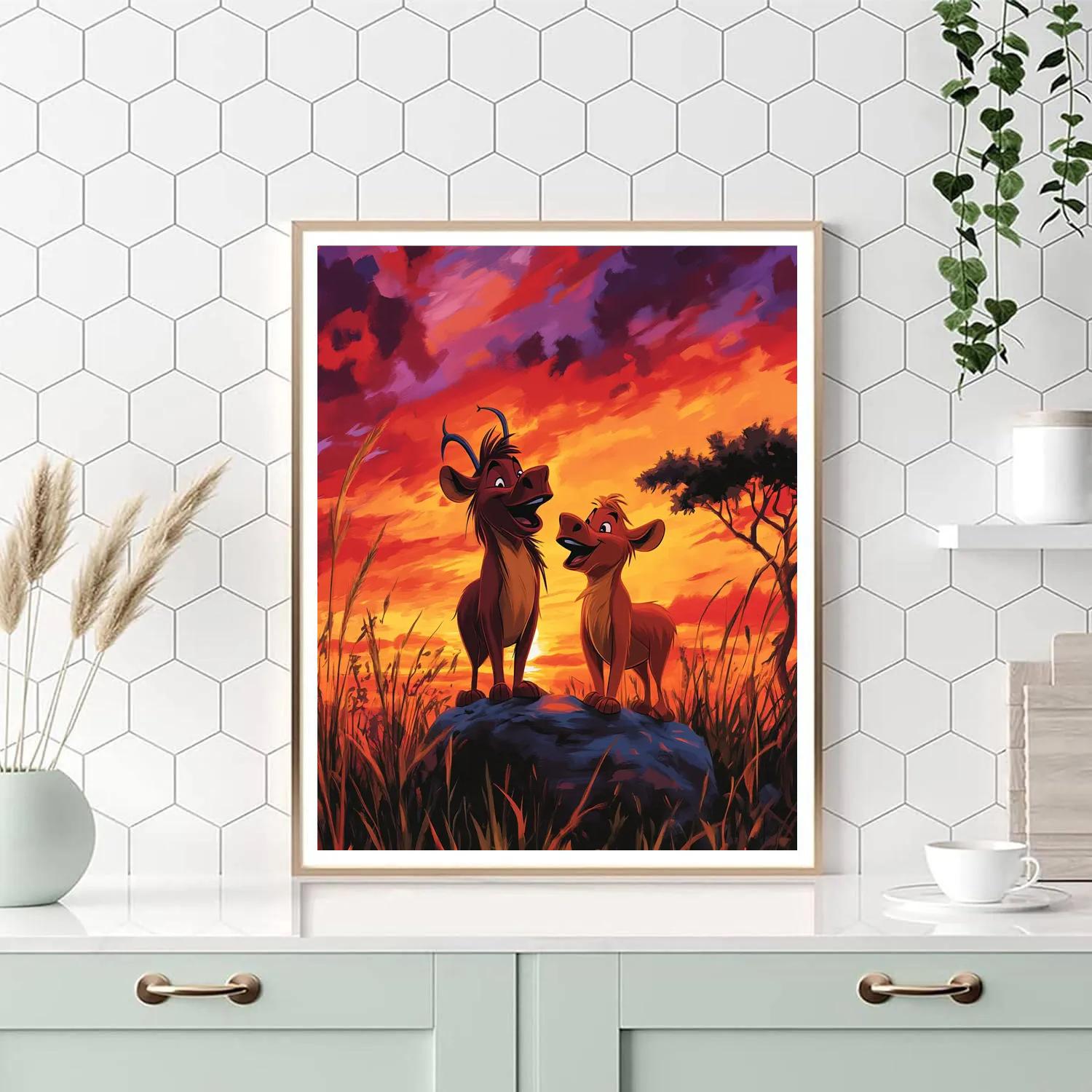 Pumbaa And Timon Savannah Sunset Song Disney Inspired Painting by numbers kit