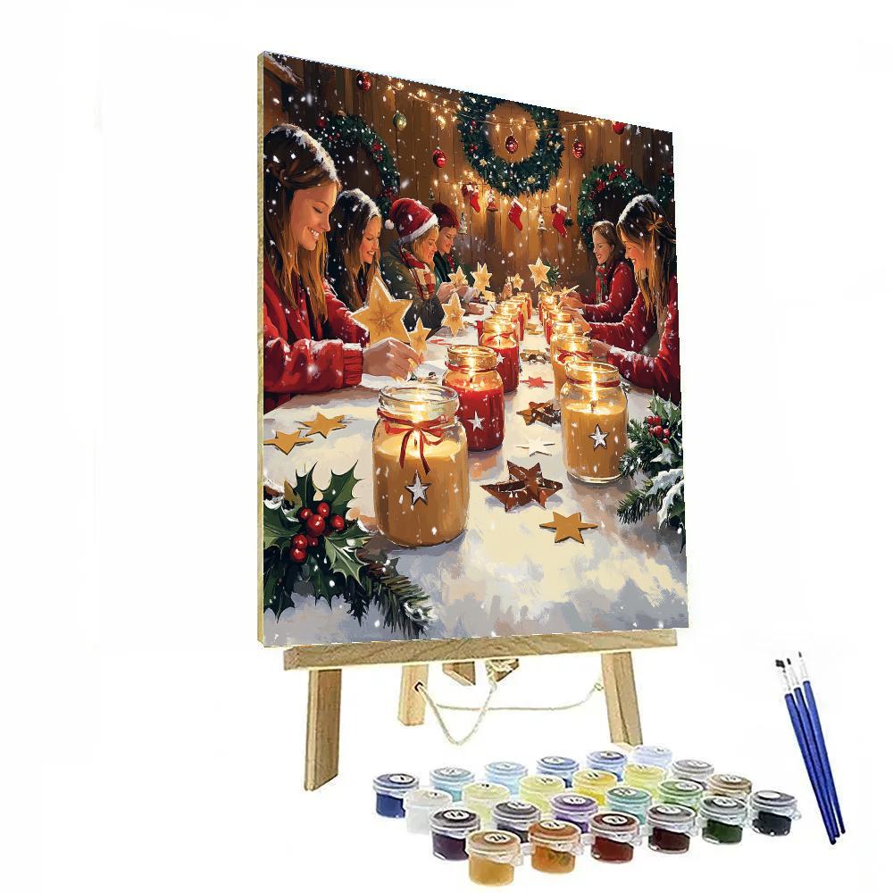 Christmas Candle Craft Circle Paint by numbers art