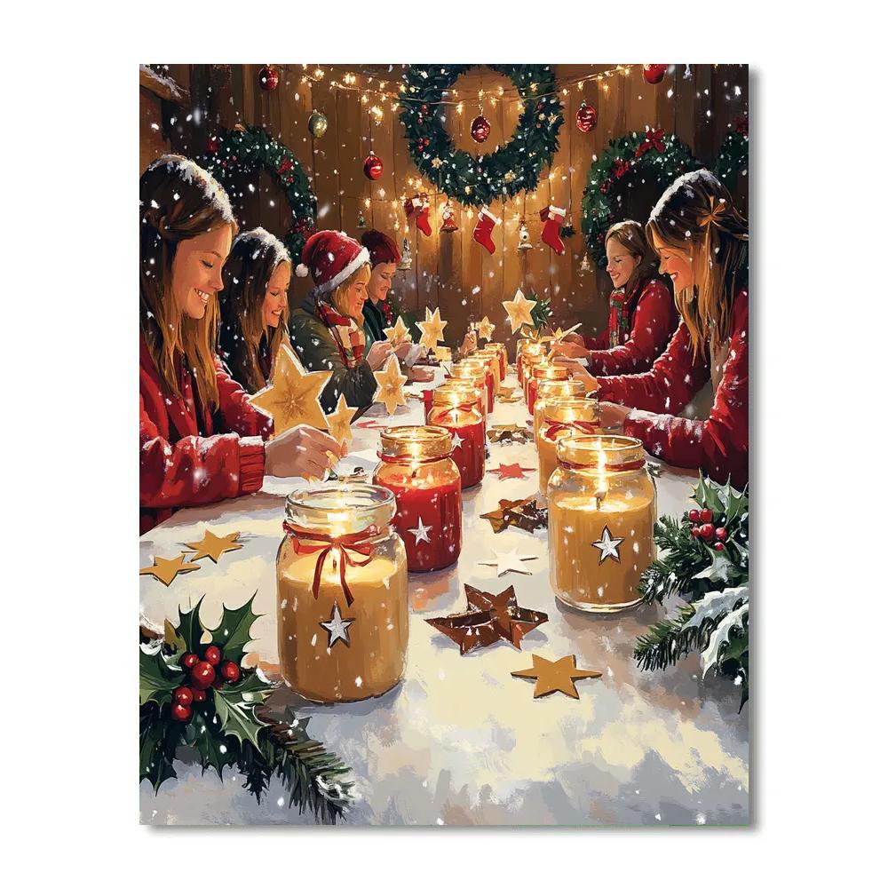 Christmas Candle Craft Circle Paint by numbers art