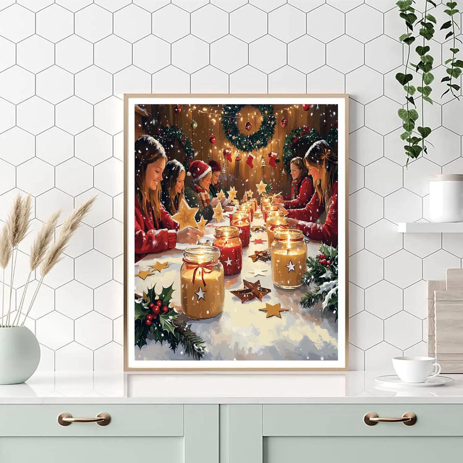 Christmas Candle Craft Circle Paint by numbers art