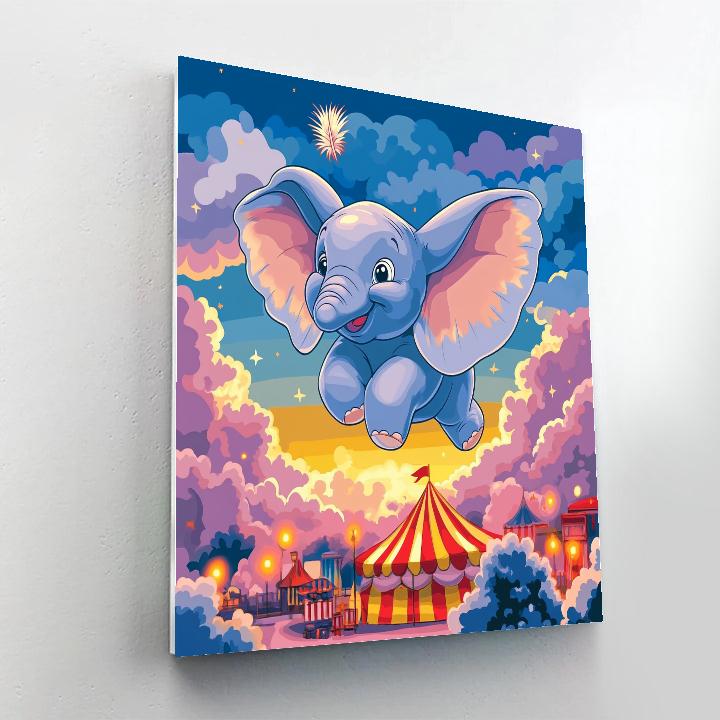 Dumbo Circus Sky Flight Disney Inspired painting number kit
