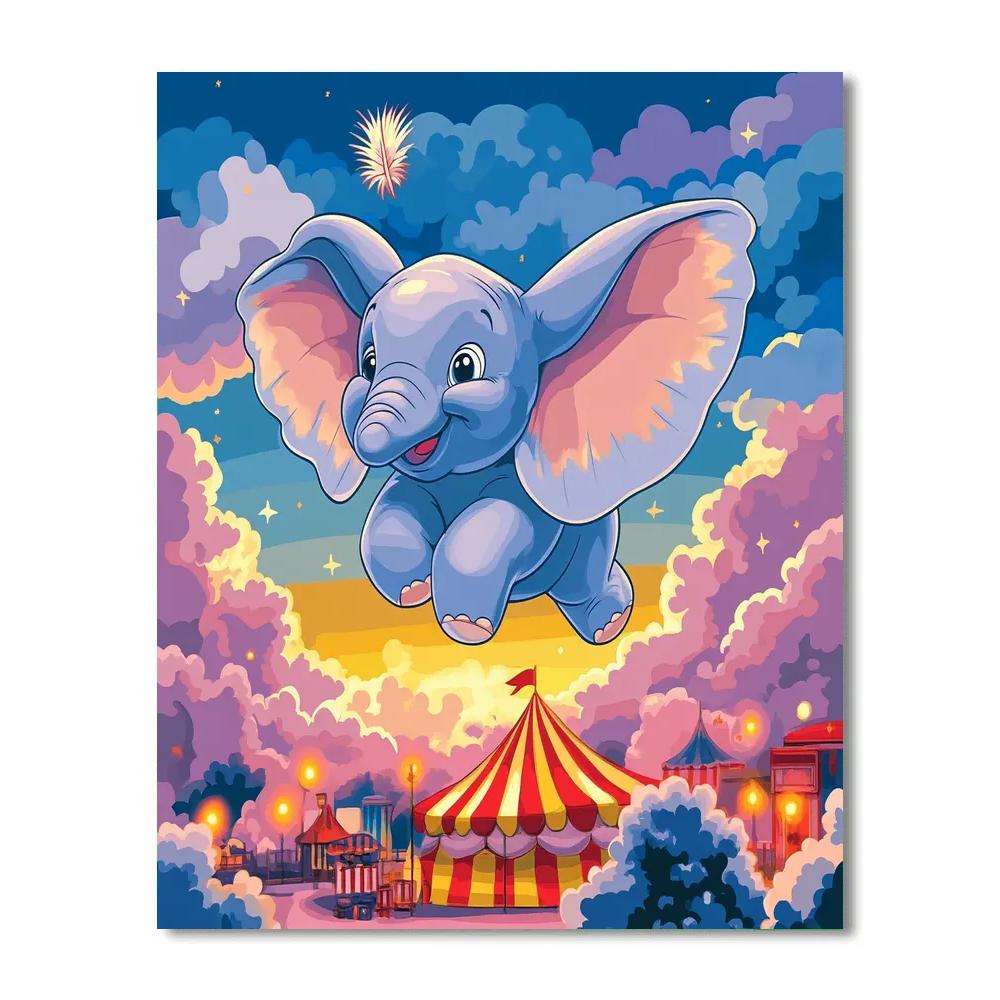 Dumbo Circus Sky Flight Disney Inspired painting number kit