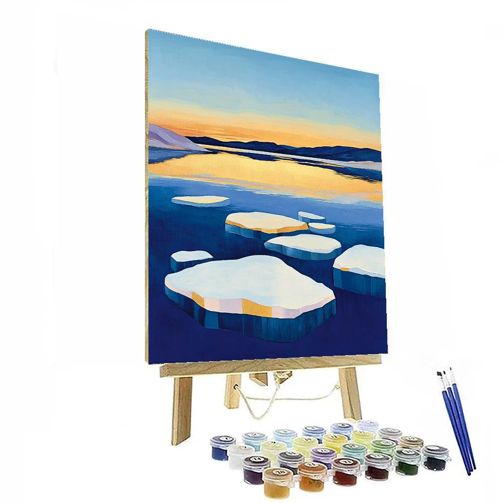 Lawren Harris Inspired Silent Northern Lake With Floating Ice Forms paint by numbers