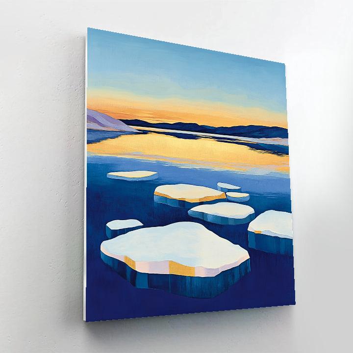 Lawren Harris Inspired Silent Northern Lake With Floating Ice Forms paint by numbers