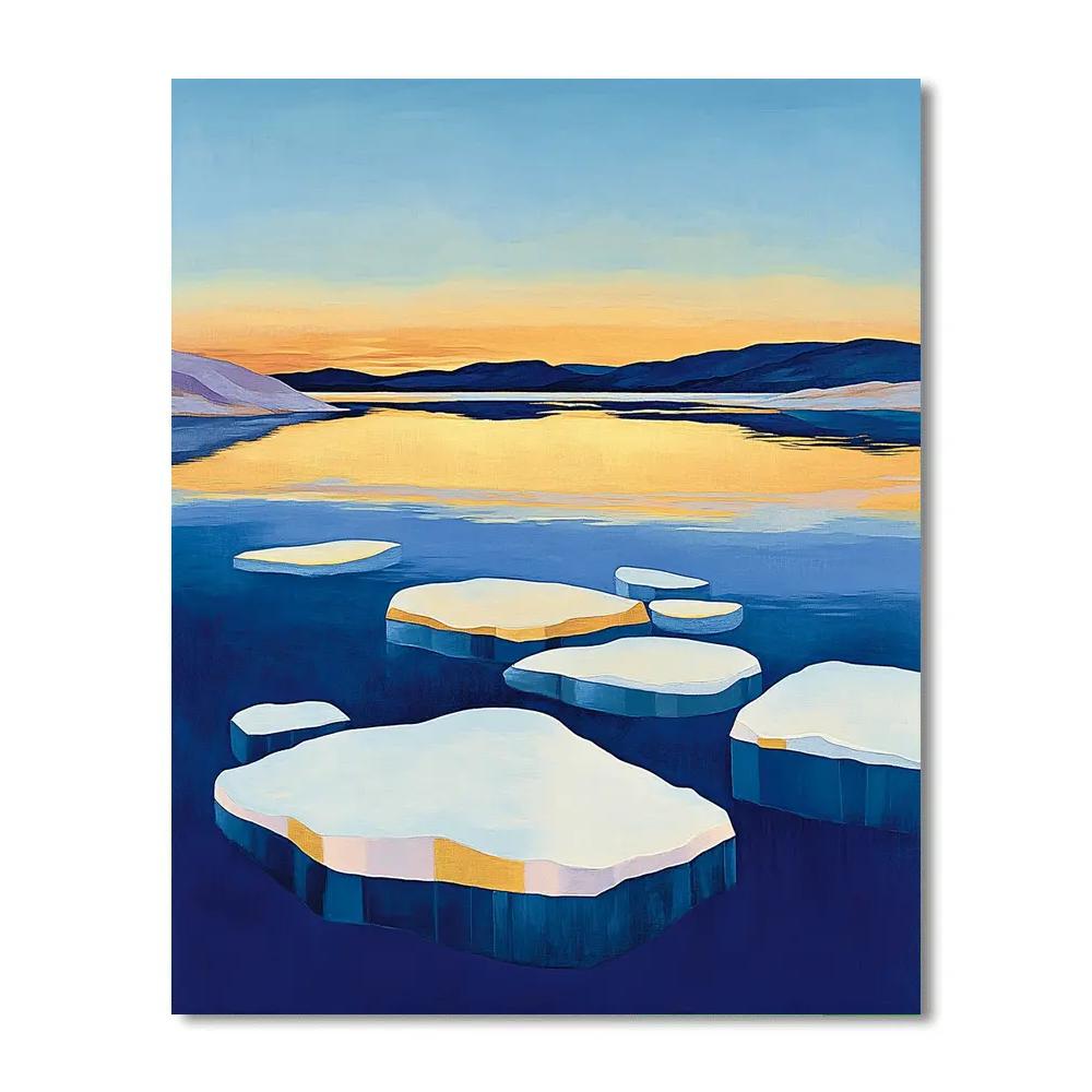 Lawren Harris Inspired Silent Northern Lake With Floating Ice Forms paint by numbers