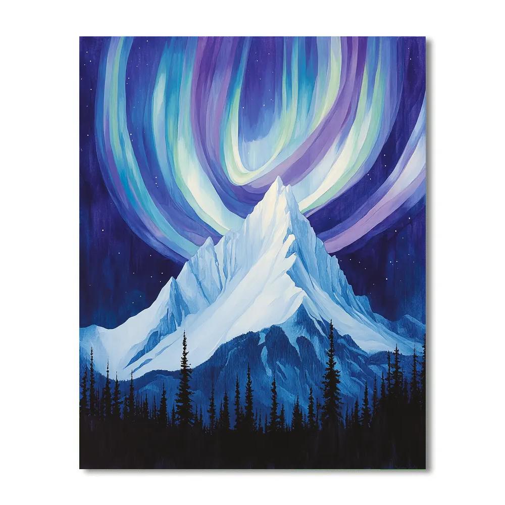 Lawren Harris Inspired Ascending Ridge Under Aurora Veil DIY paint by numbers