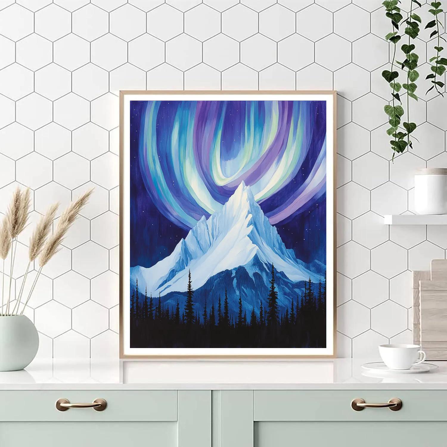 Lawren Harris Inspired Ascending Ridge Under Aurora Veil DIY paint by numbers
