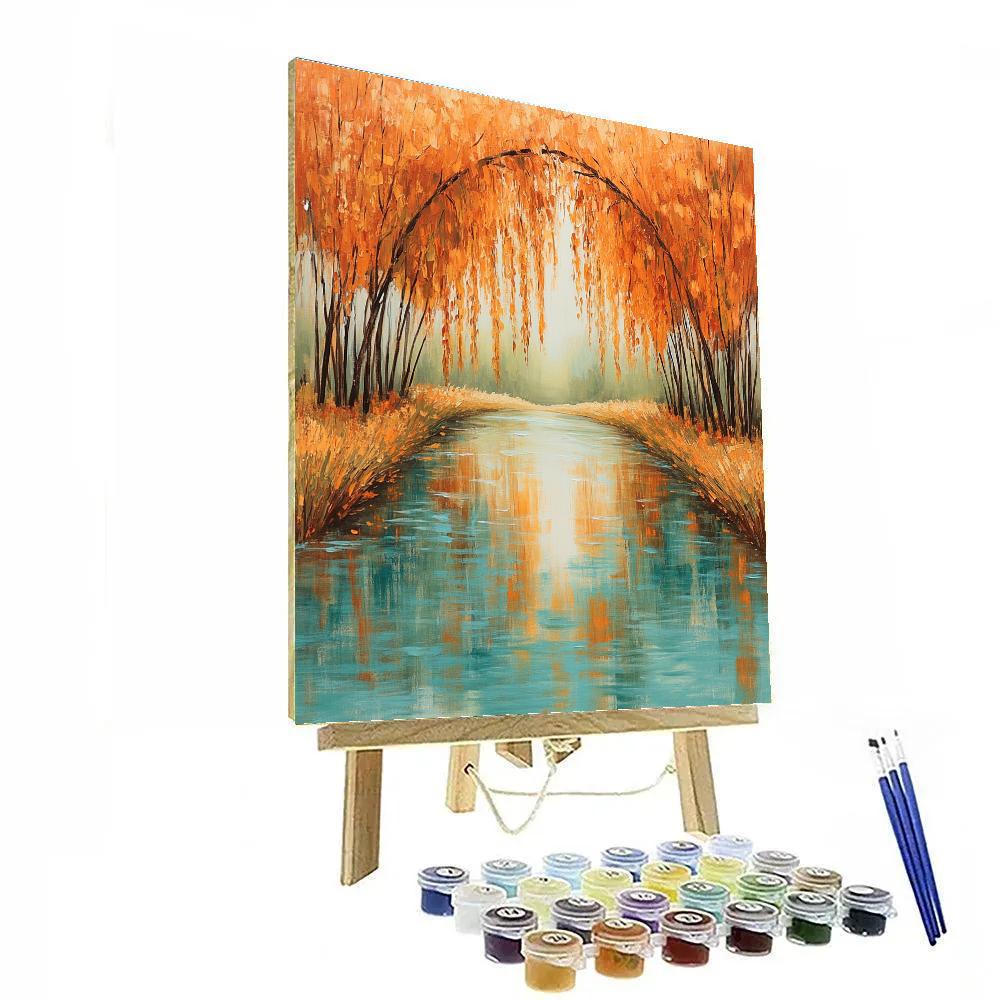 Claude Monet Inspired Autumn Willow Reflections paint by numbers