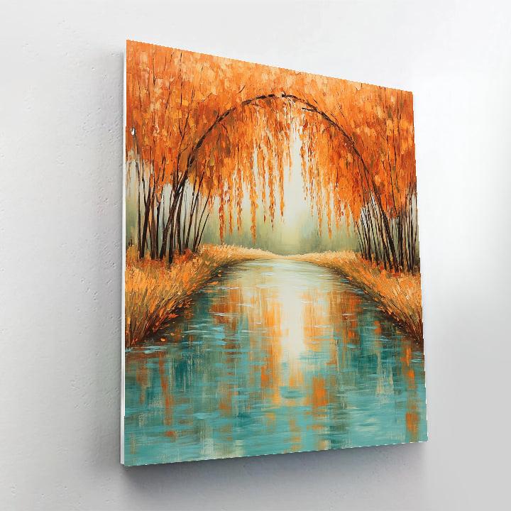 Claude Monet Inspired Autumn Willow Reflections paint by numbers