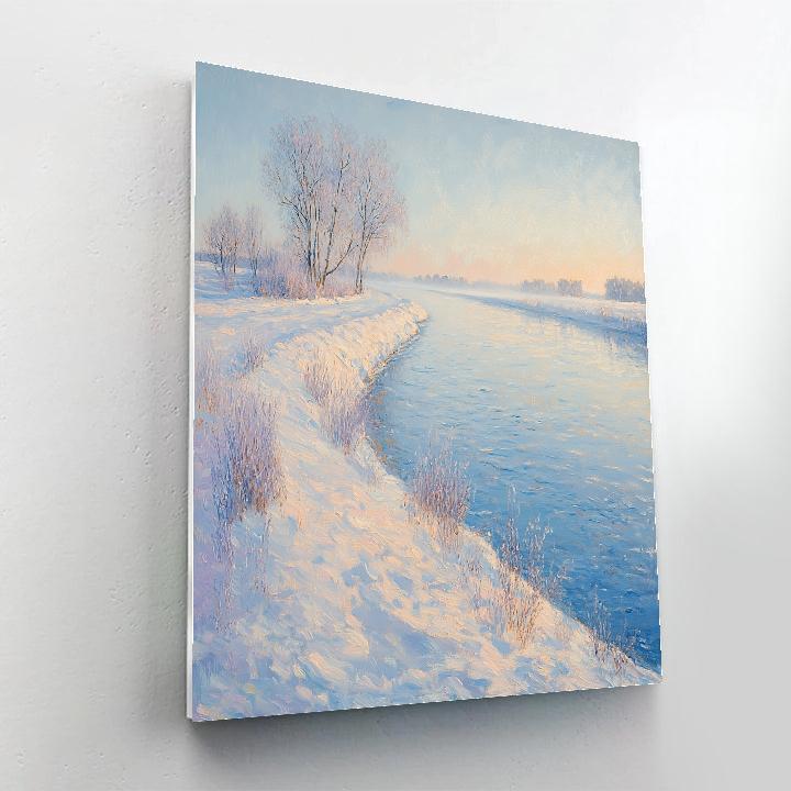 Claude Monet Inspired Snowy Riverbank At Dawn Painting by numbers kit