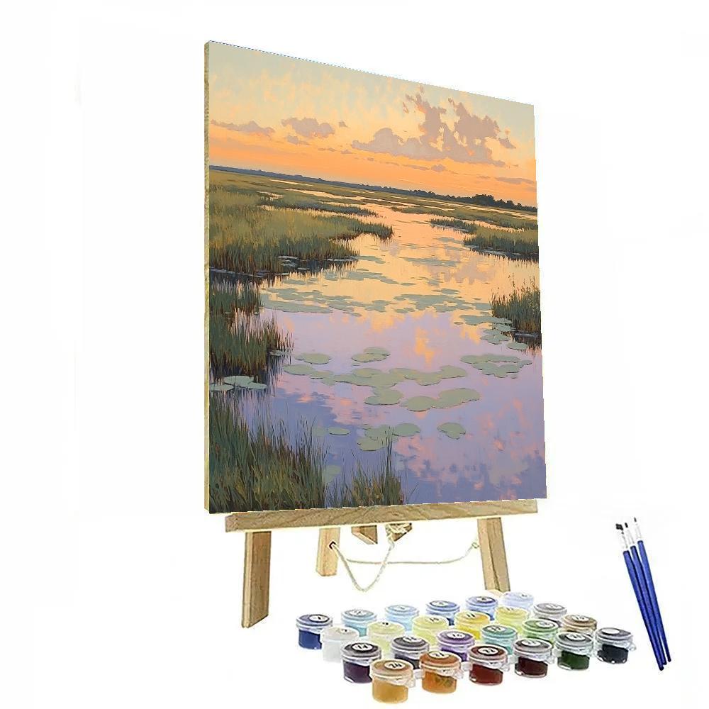 Claude Monet Inspired Lavender Marsh At Sunset Numbered painting kits