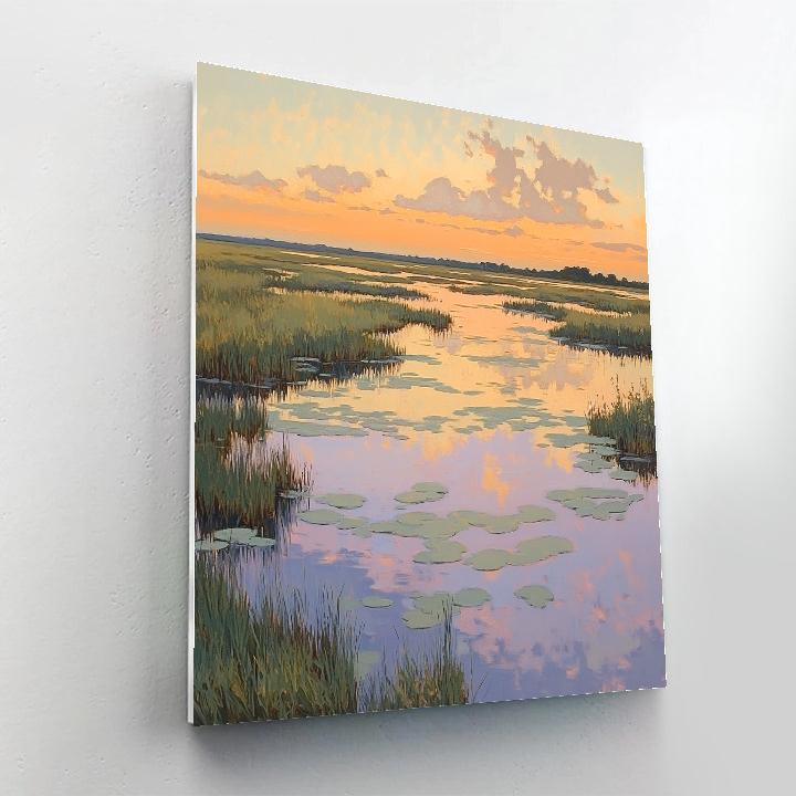 Claude Monet Inspired Lavender Marsh At Sunset Numbered painting kits