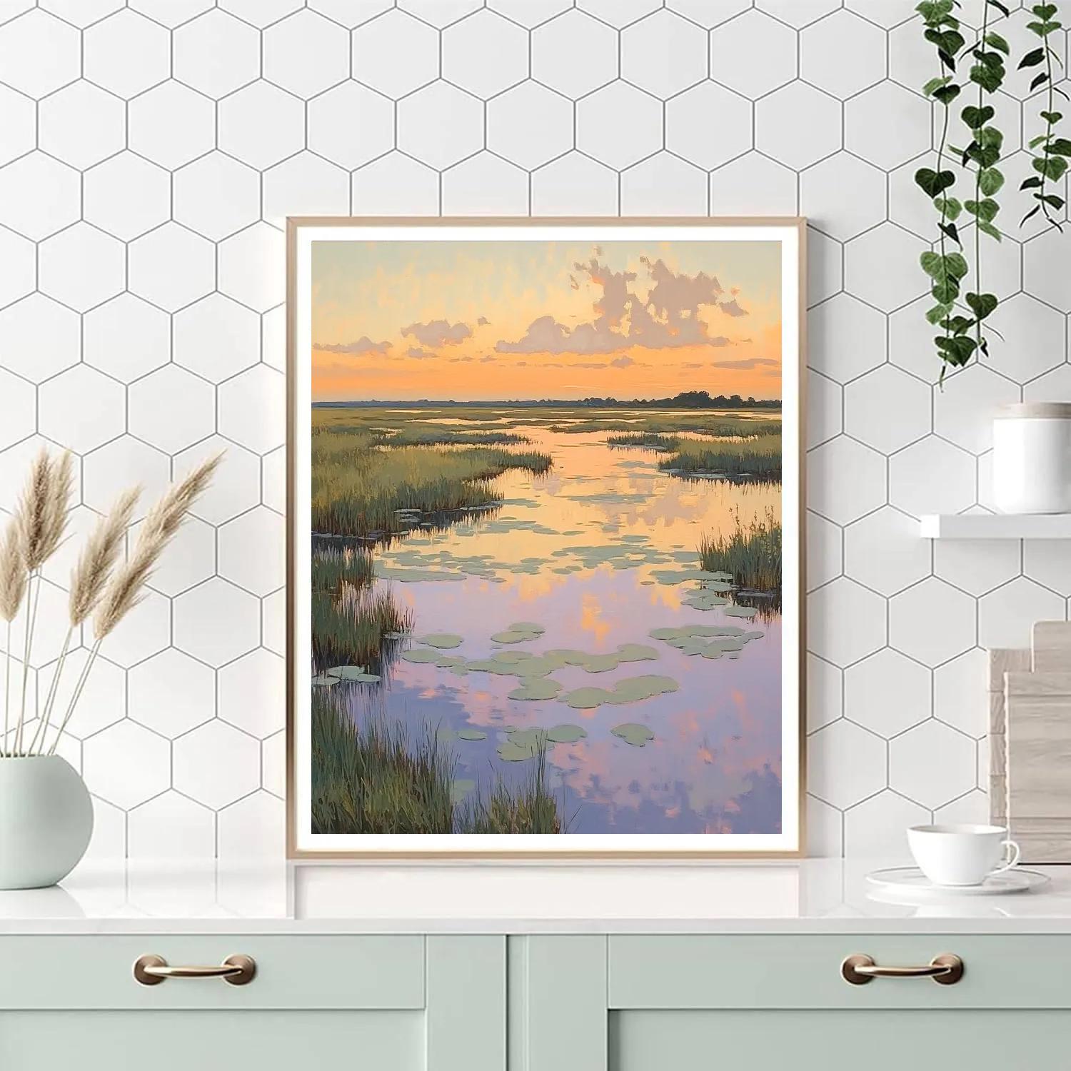 Claude Monet Inspired Lavender Marsh At Sunset Numbered painting kits