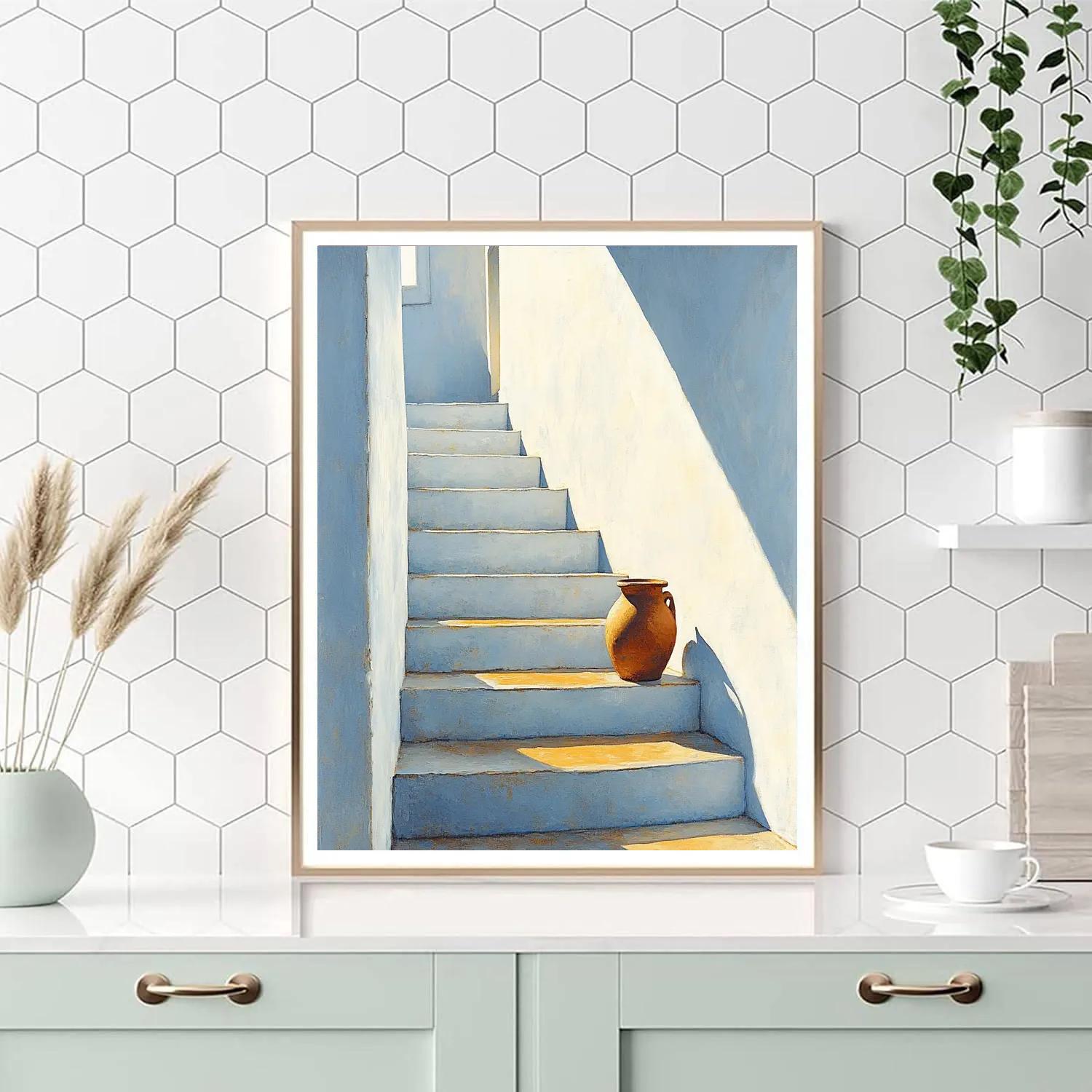 Johannes Vermeer Inspired Sunlit Delft Stairwell Niche painting number kit