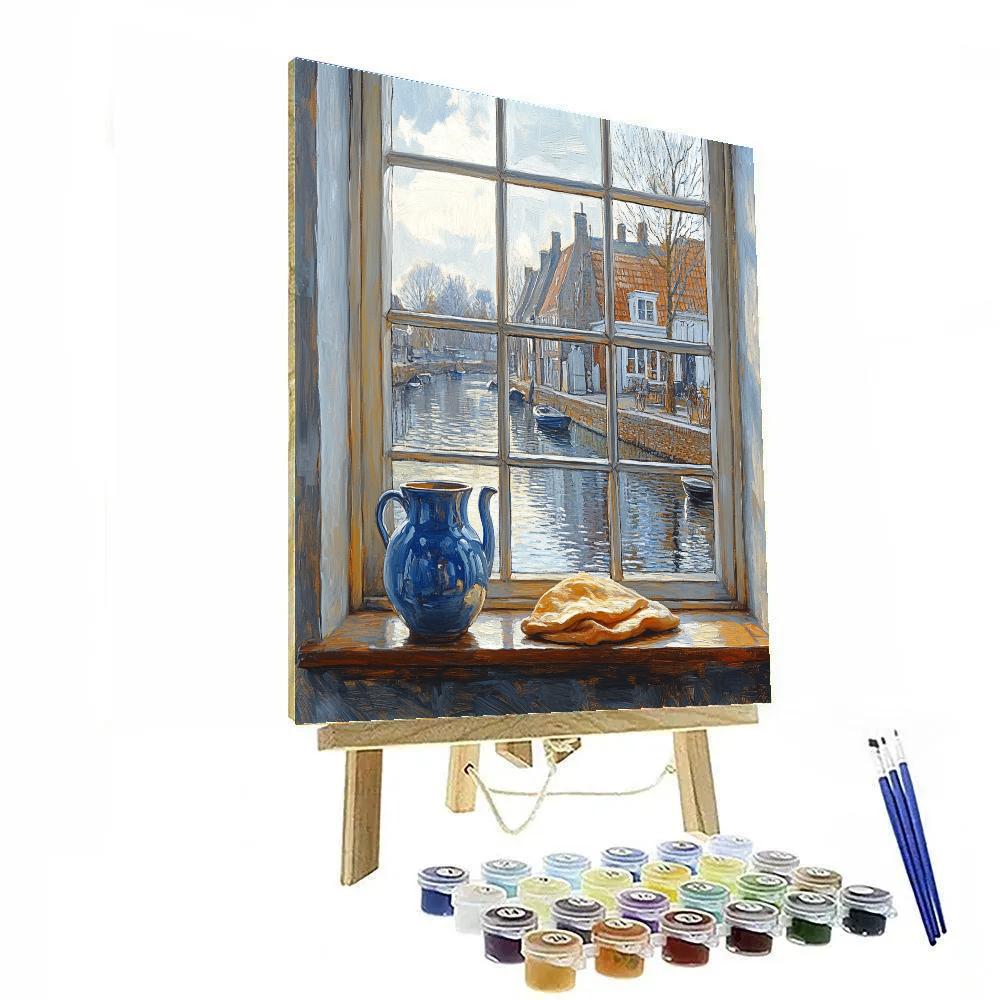 Johannes Vermeer Inspired Delft Canal Window Reflection paint by number
