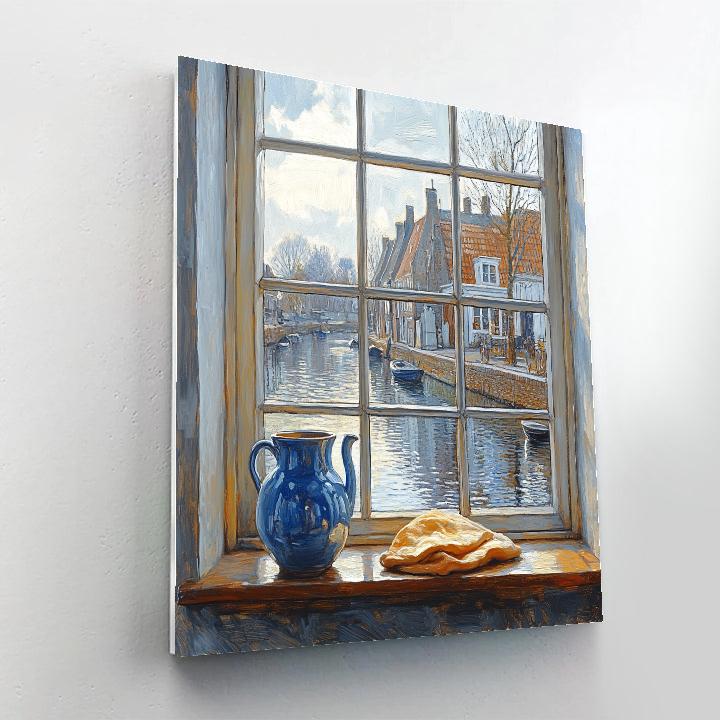 Johannes Vermeer Inspired Delft Canal Window Reflection paint by number