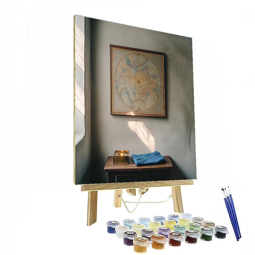 Johannes Vermeer Inspired Map Wall With Falling Light DIY paint by numbers