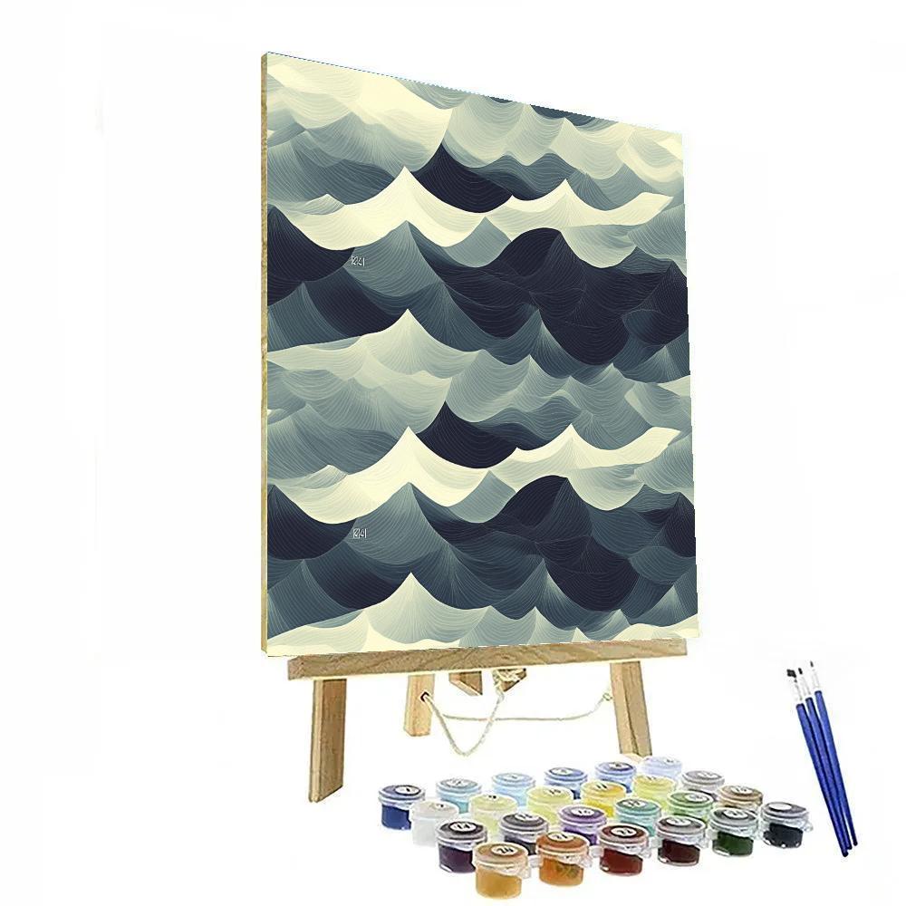 M.C. Escher Inspired Symmetric Wave Lattice Number painting