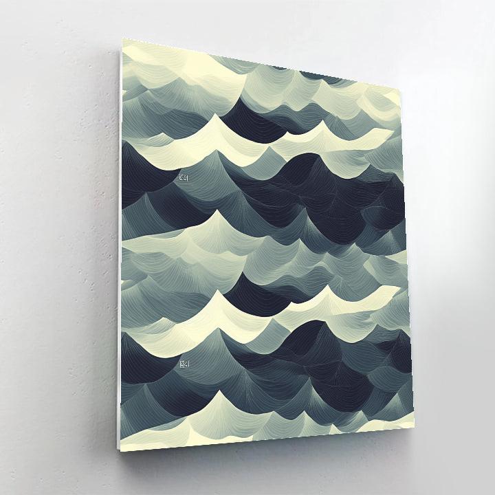 M.C. Escher Inspired Symmetric Wave Lattice Number painting