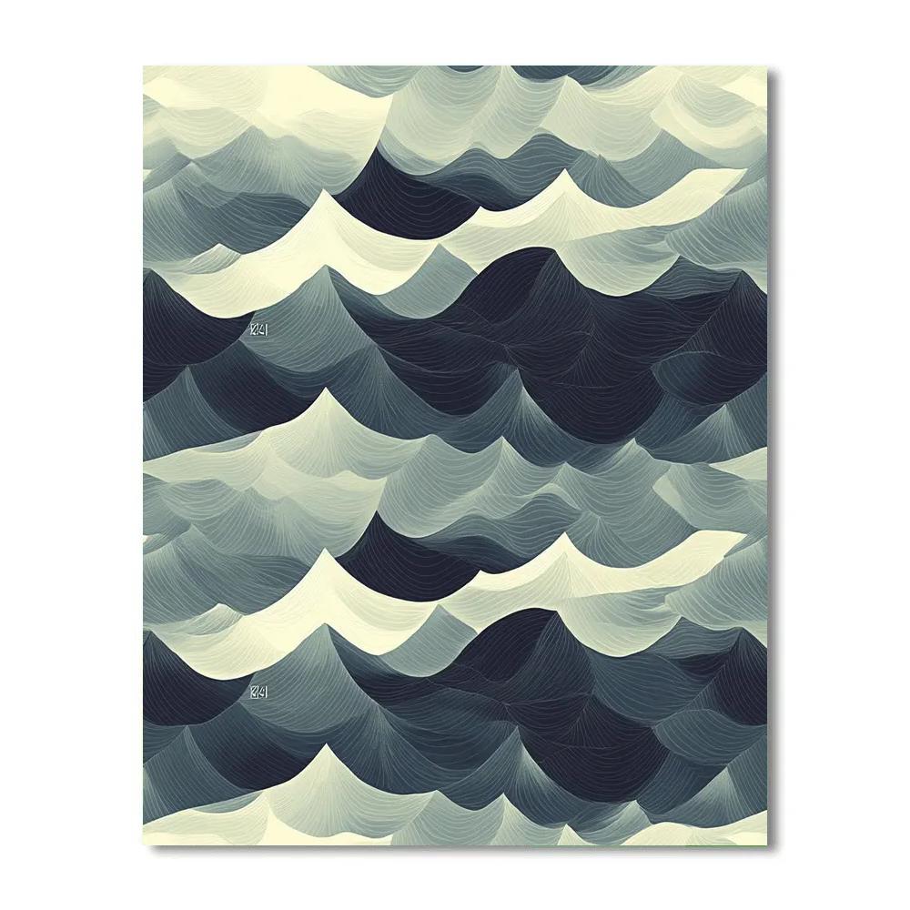 M.C. Escher Inspired Symmetric Wave Lattice Number painting
