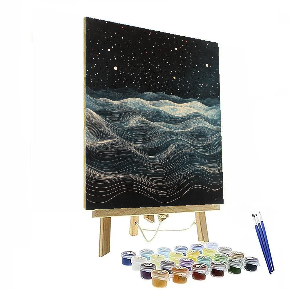 Jackson Pollock Inspired Nocturnal Pulse In Black And Silver DIY paint by numbers