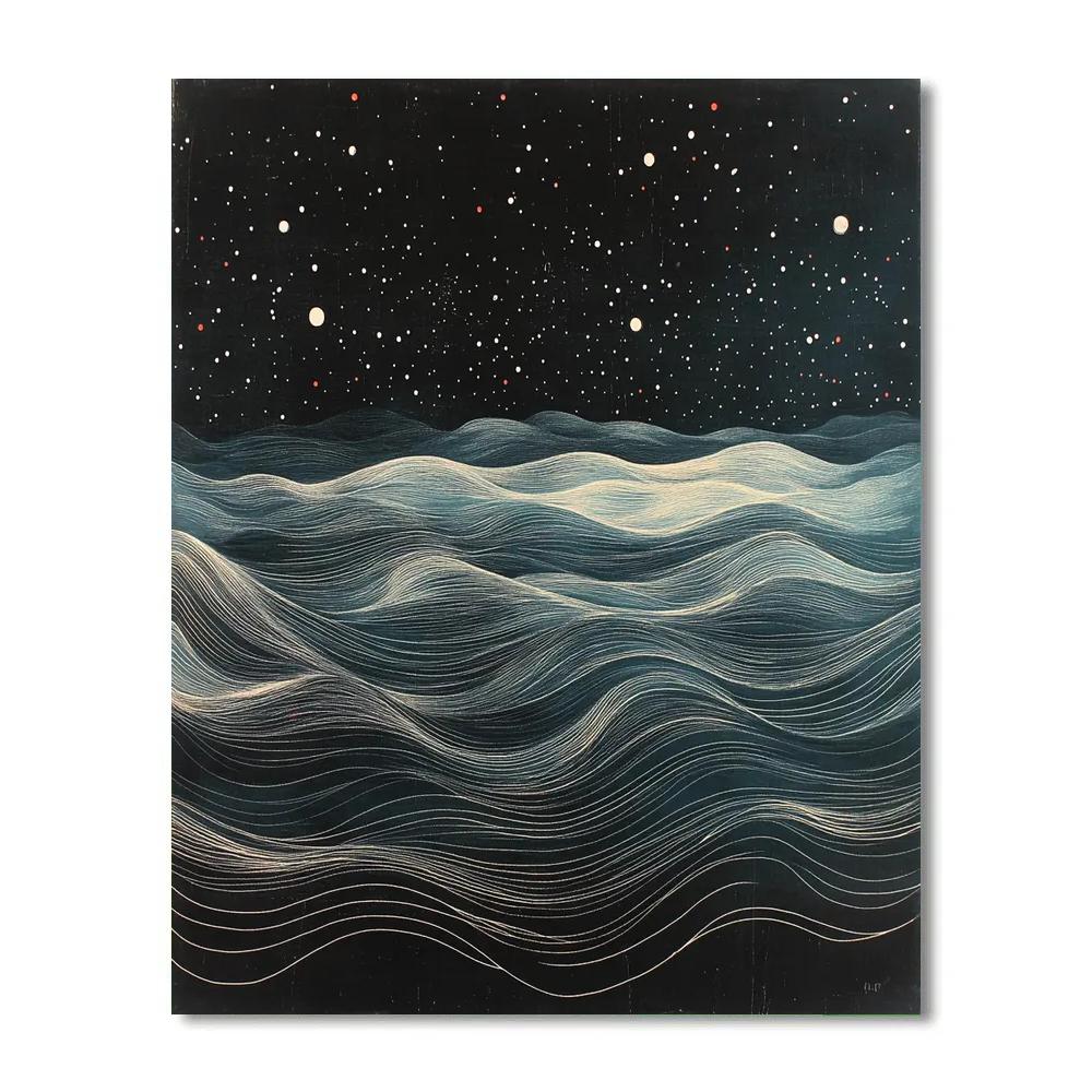 Jackson Pollock Inspired Nocturnal Pulse In Black And Silver DIY paint by numbers