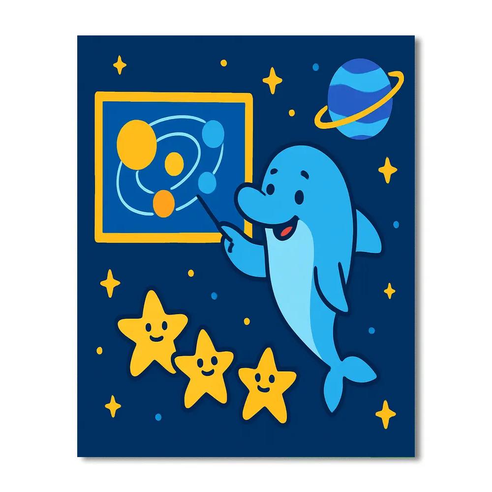 Galactic Dolphin Star School paint by numbers