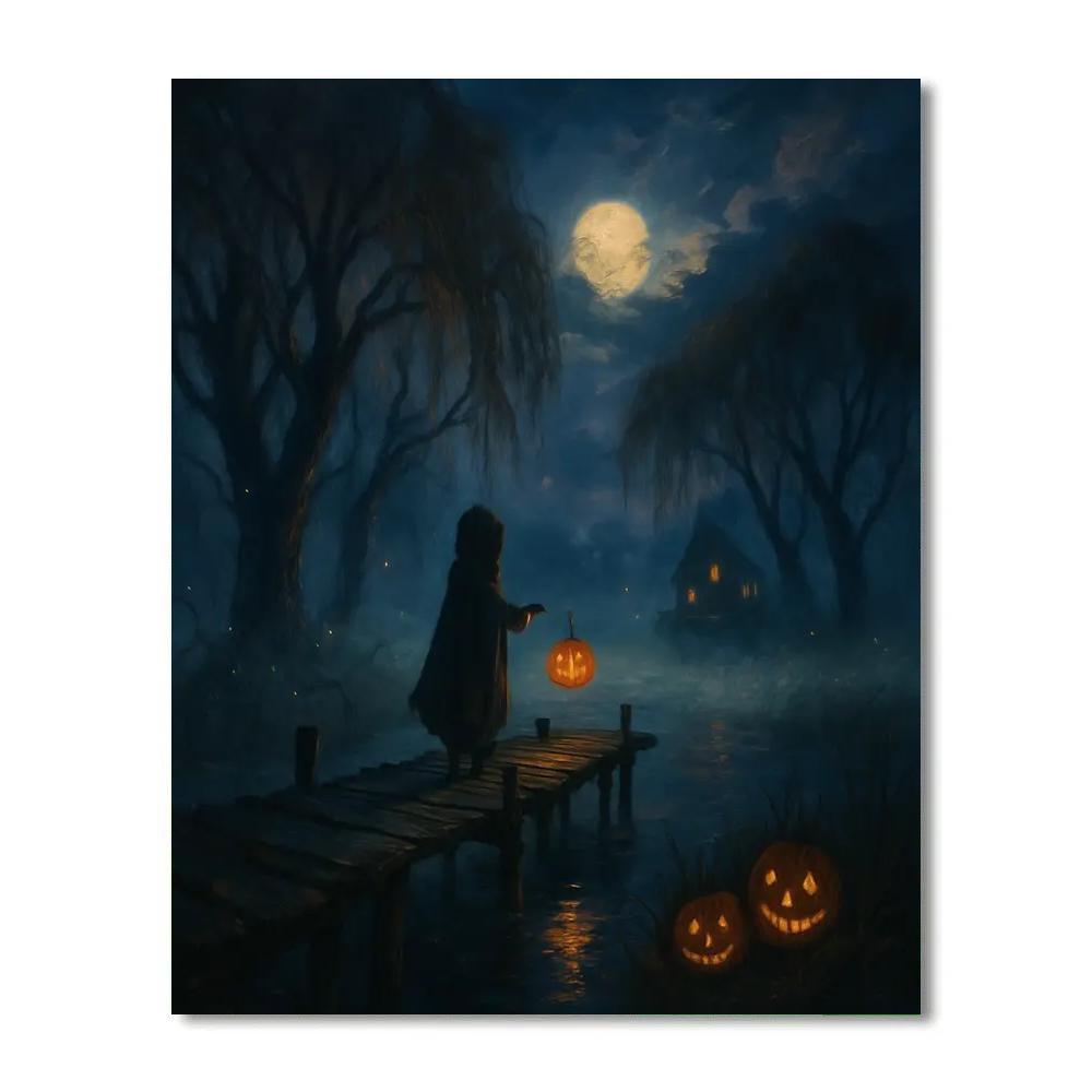 Whispering Lanterns Over Marsh Hollow Painting by numbers kit