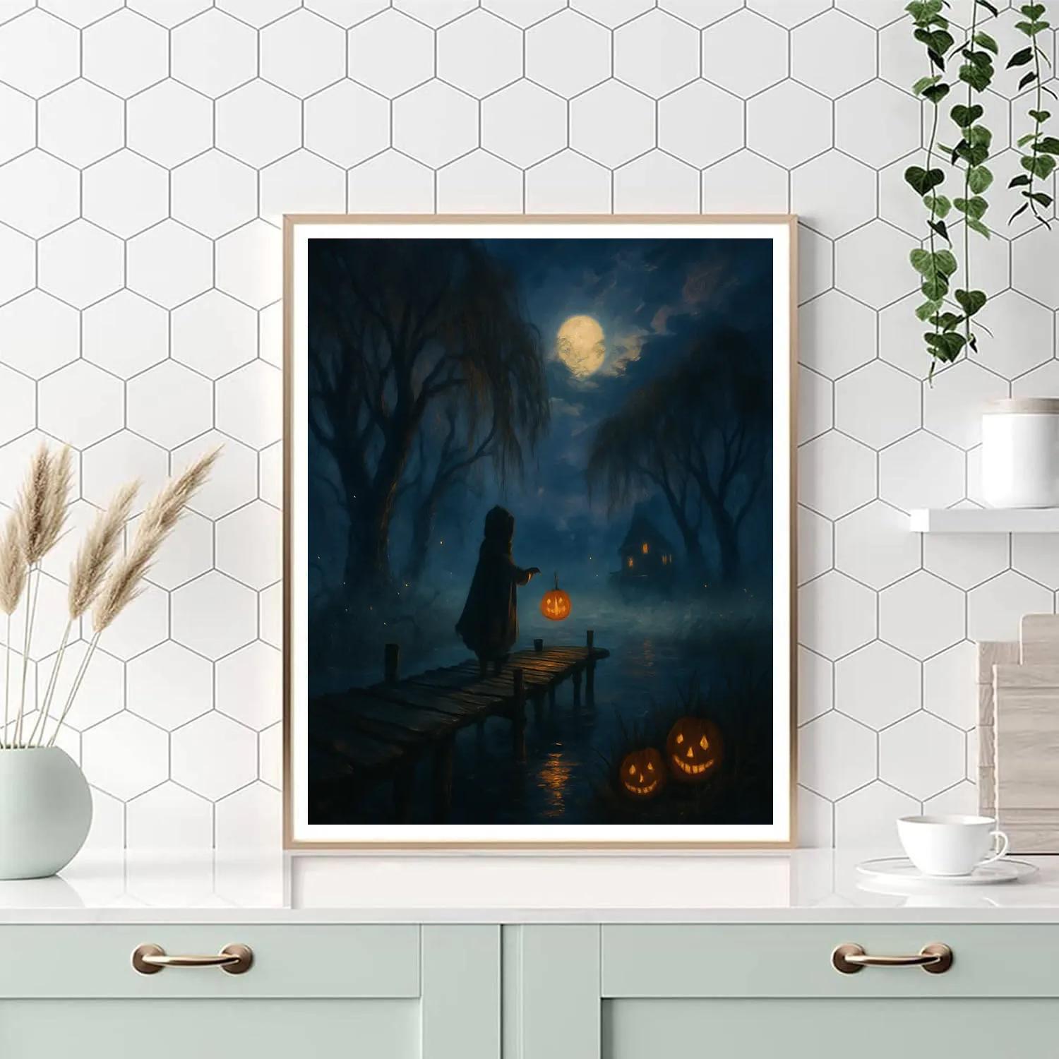 Whispering Lanterns Over Marsh Hollow Painting by numbers kit