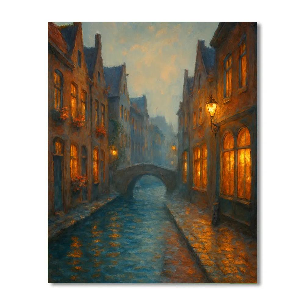 Lantern Dusk Over Canal Street Numbered painting kits