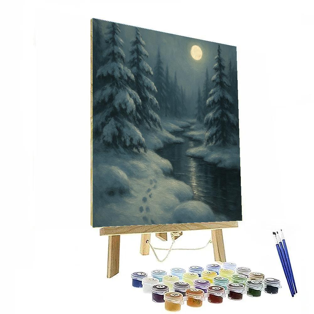 Moonlit Pines By The Silent Creek paint by numbers