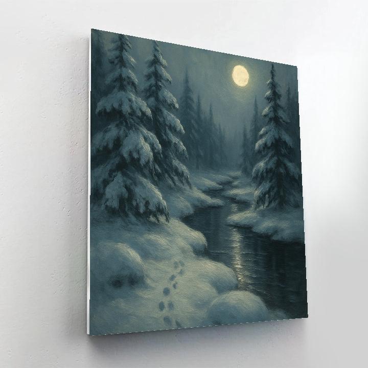 Moonlit Pines By The Silent Creek paint by numbers
