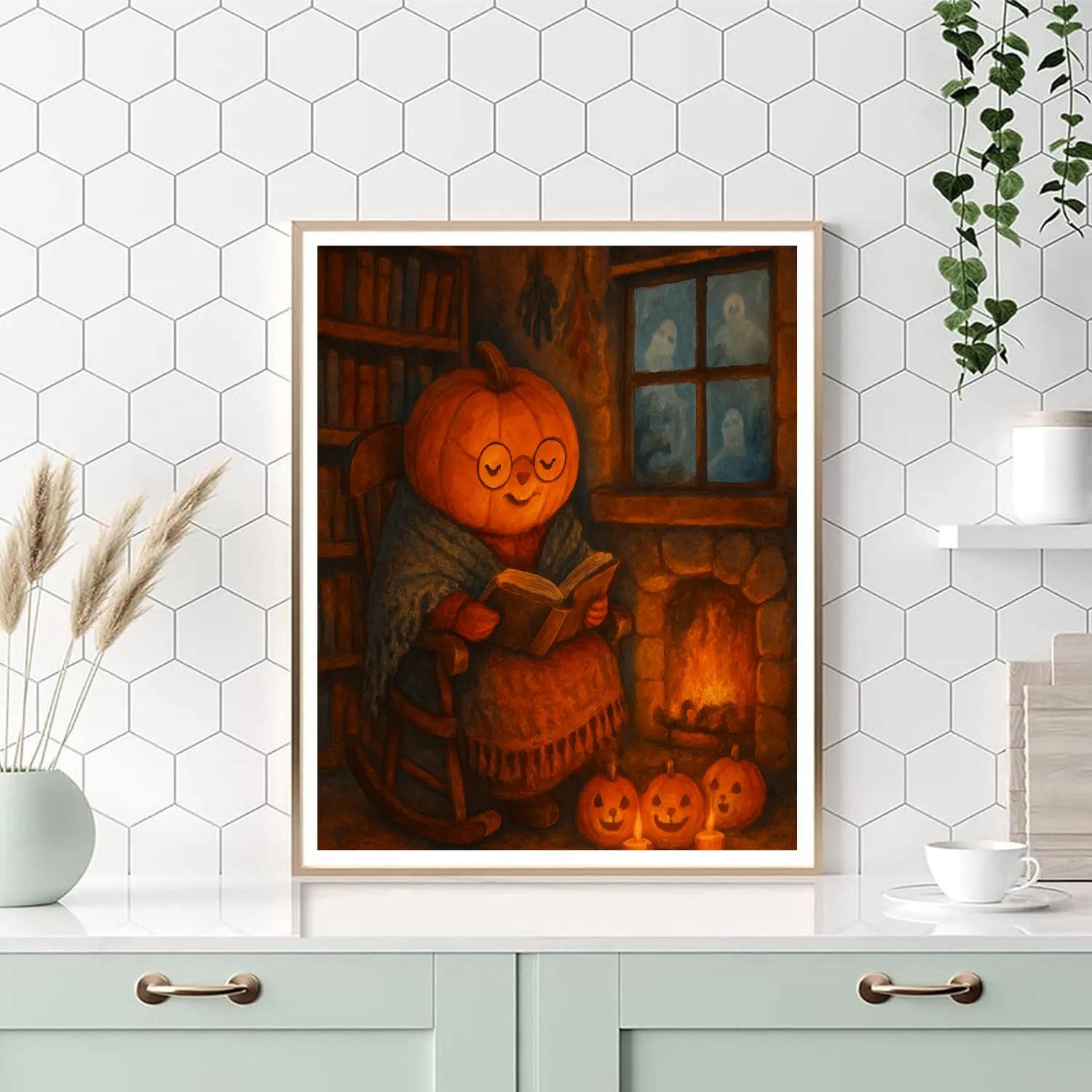 Pumpkin Librarian Of The Haunted Hearth paint by numbers