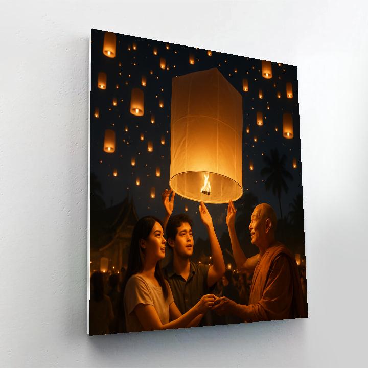 Lantern Release At Yi Peng Festival Chiang Mai Painting by numbers kit