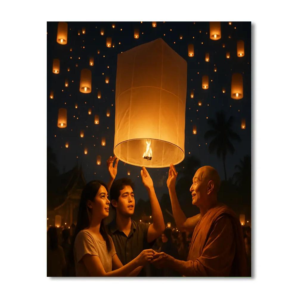 Lantern Release At Yi Peng Festival Chiang Mai Painting by numbers kit