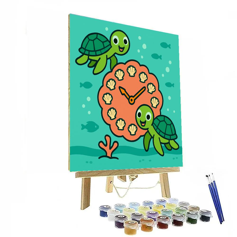 Time Traveling Turtles Of The Coral Clock paint by number