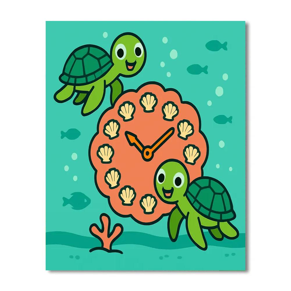 Time Traveling Turtles Of The Coral Clock paint by number