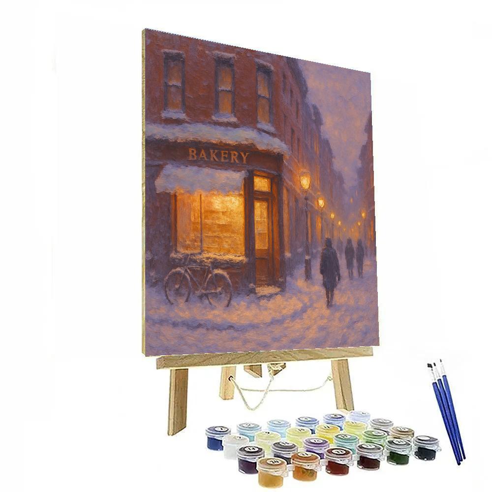 Snowy Corner Bakery Twilight Numbered painting kits