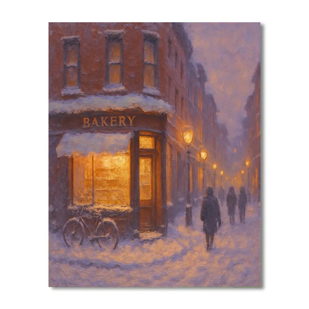Snowy Corner Bakery Twilight Numbered painting kits
