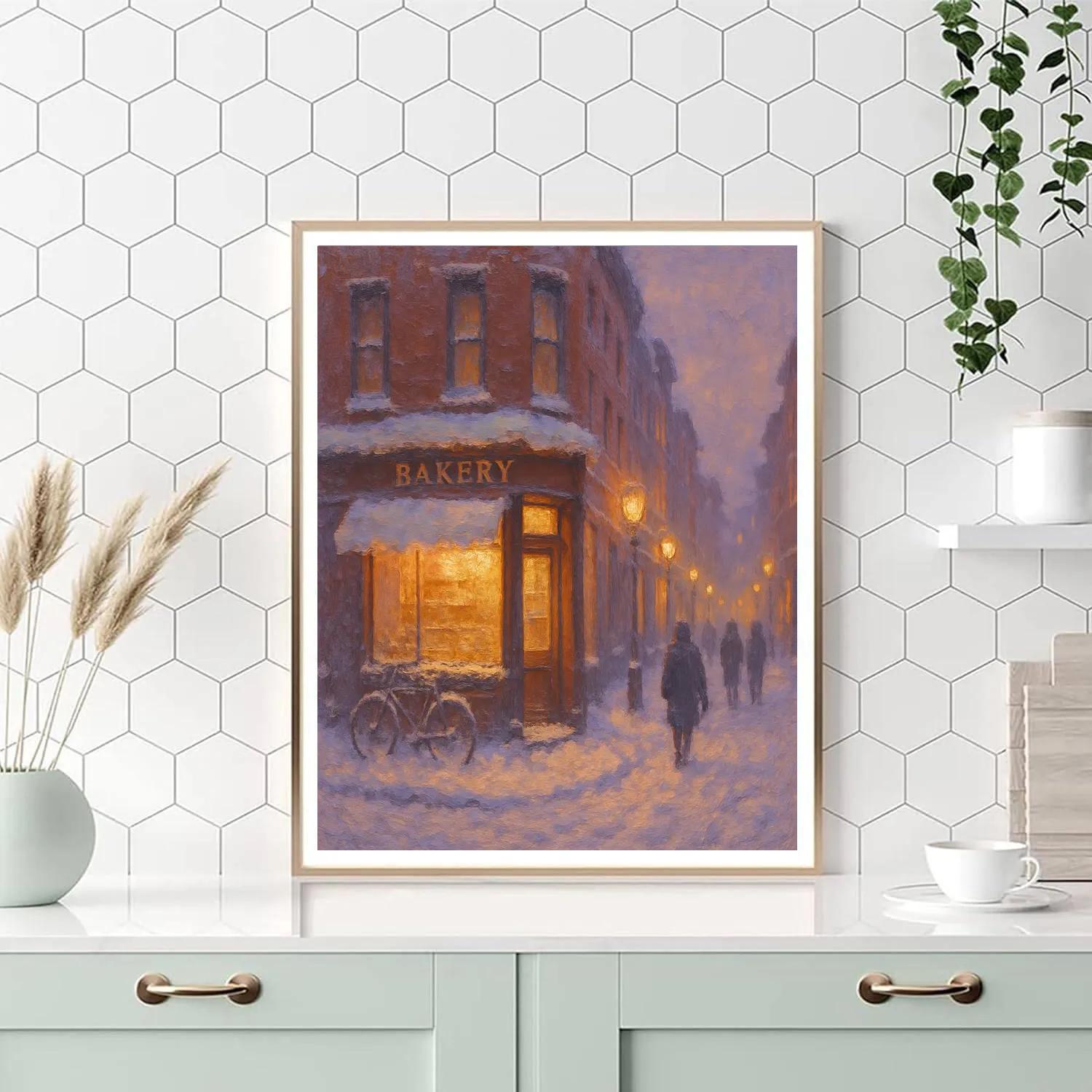Snowy Corner Bakery Twilight Numbered painting kits