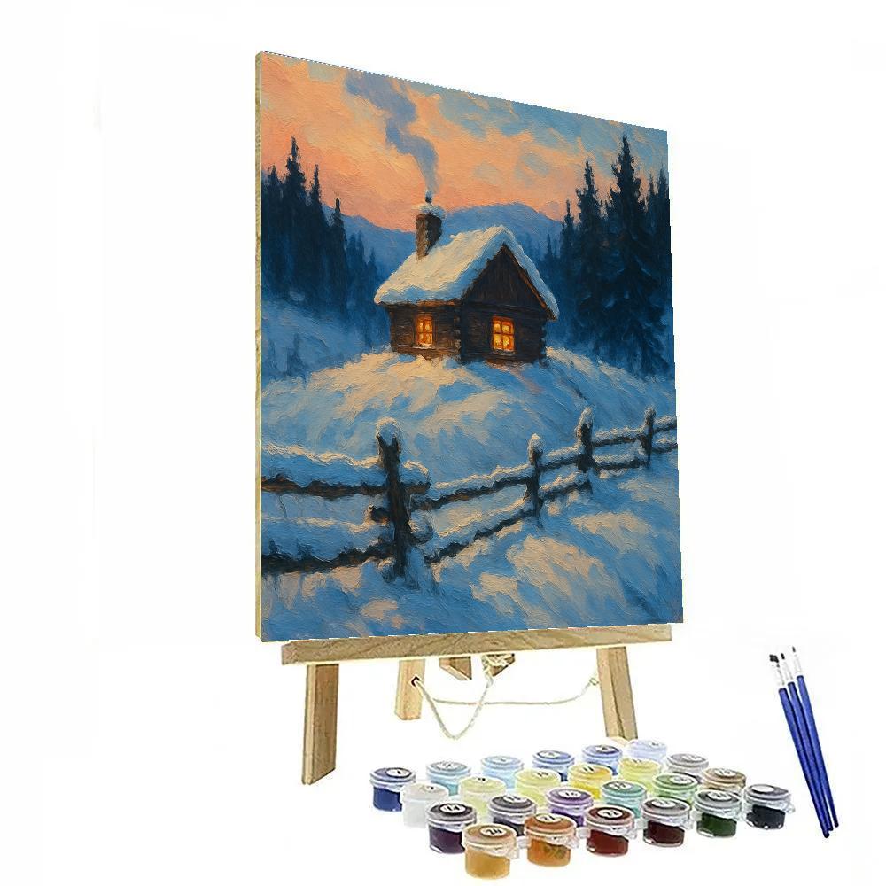 Cabin Glow On Frosted Ridge Paint by numbers kits