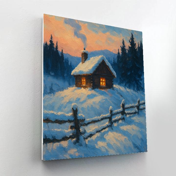 Cabin Glow On Frosted Ridge Paint by numbers kits