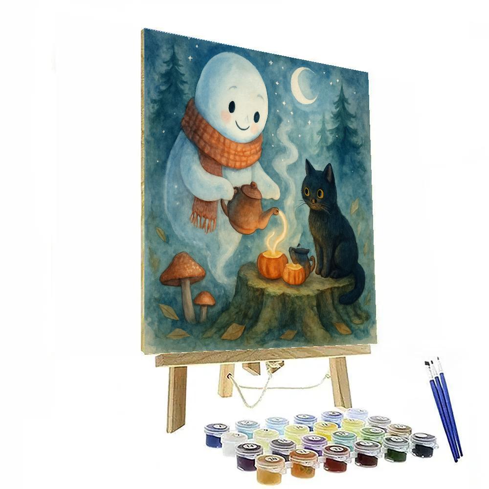 Moonlit Tea Party With The Friendly Ghost Numbered painting kits