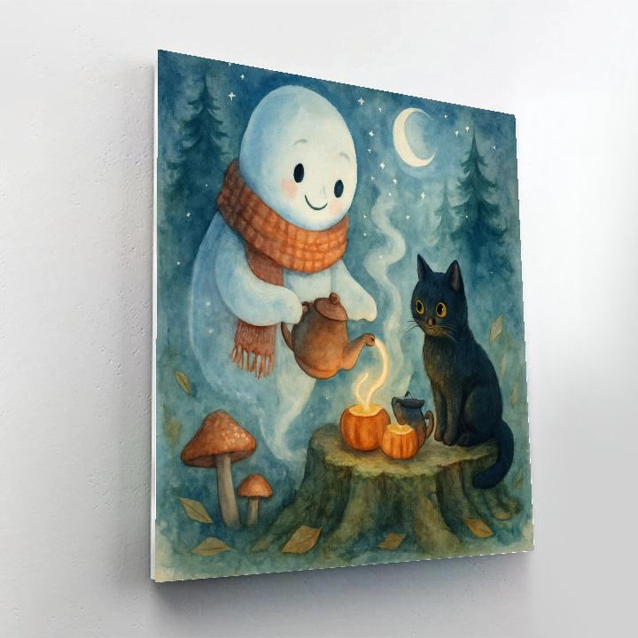 Moonlit Tea Party With The Friendly Ghost Numbered painting kits