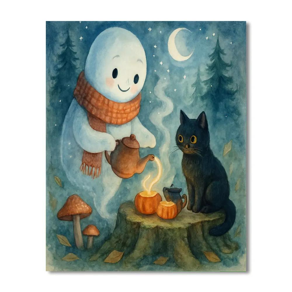Moonlit Tea Party With The Friendly Ghost Numbered painting kits