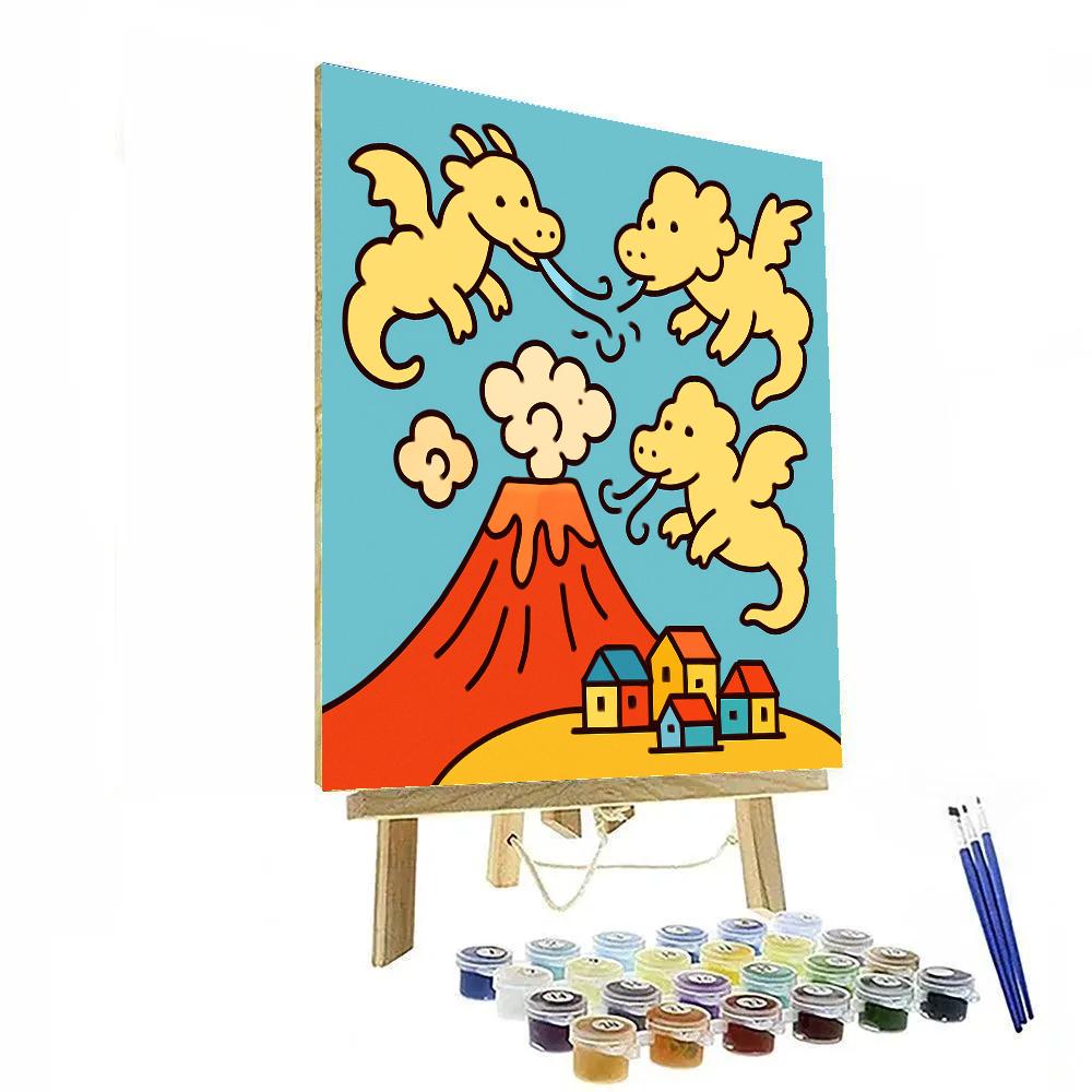 Volcano Village And The Cloud Dragons painting number kit