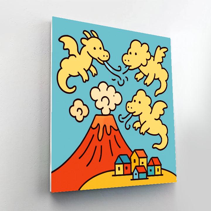 Volcano Village And The Cloud Dragons painting number kit