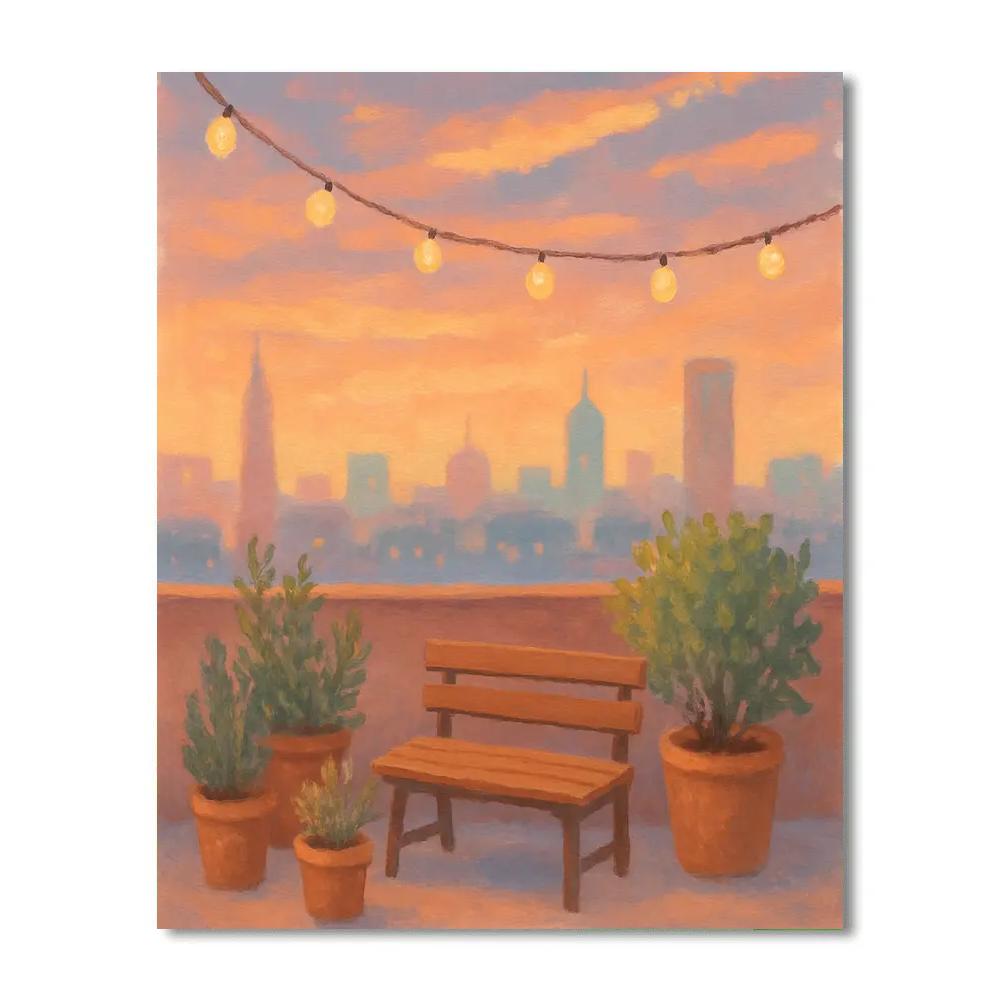 Rooftop Garden Above The Lights Paint by numbers art