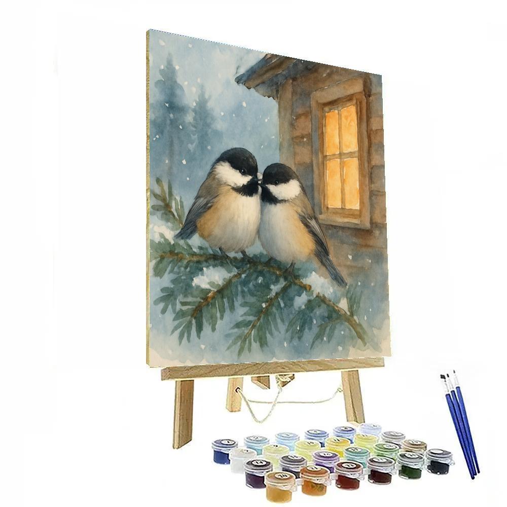 Winter Window Chickadees Paint by numbers kits