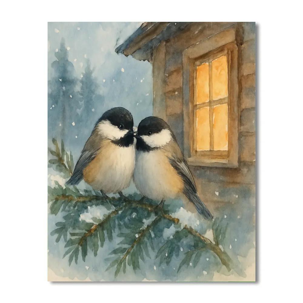 Winter Window Chickadees Paint by numbers kits